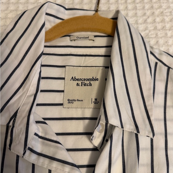Abercrombie & Fitch Navy and White Striped Shirt - Picture 2 of 2
